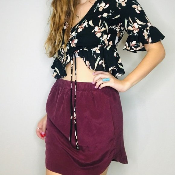NWT Madewell maroon pocket mini skirt - Picture 4 of 8